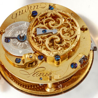 A very small French verge in gold and enamel case Circa 1770