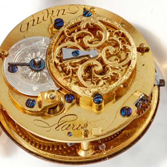 A very small French verge in gold and enamel case Circa 1770 A very small French verge in gold and enamel case Circa 1770