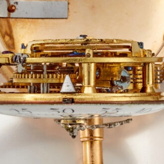 A very small French verge in gold and enamel case Circa 1770