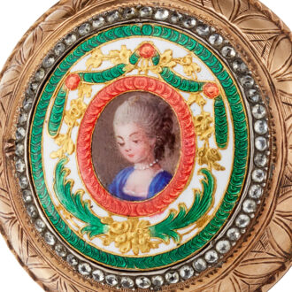 A very small French verge in gold and enamel case Circa 1770