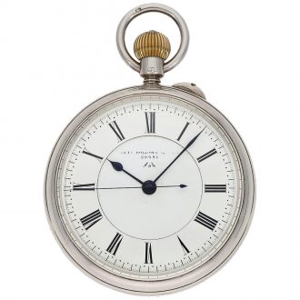 English silver deck watch with 34 minute carrousel Circa 1895
