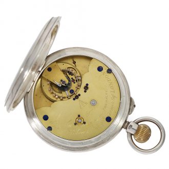 English silver deck watch with 34 minute carrousel Circa 1895