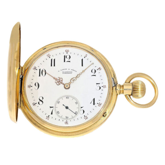 German 18k gold lever with 14k gold watch chain Circa 1888