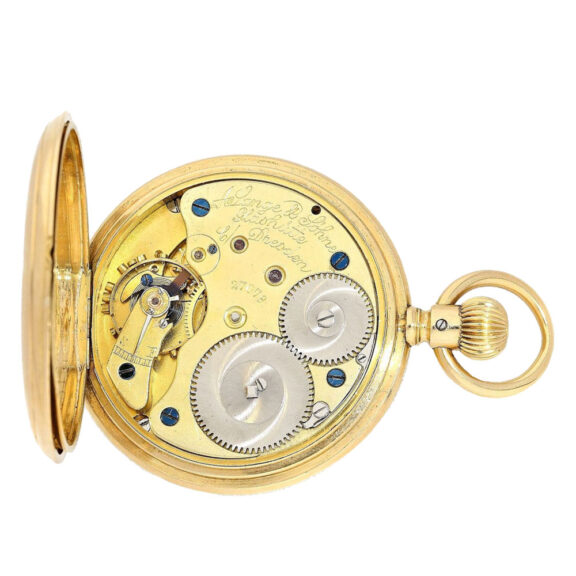 German 18k gold lever with 14k gold watch chain Circa 1888 German 18k gold lever with 14k gold watch chain Circa 1888