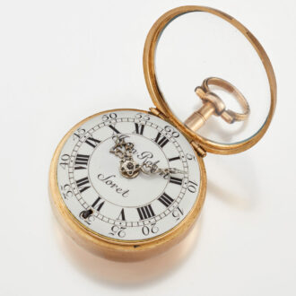 A Swiss verge in 18k gold and enamel pair cases Circa 1760 A Swiss verge in 18k gold and enamel pair cases Circa 1760