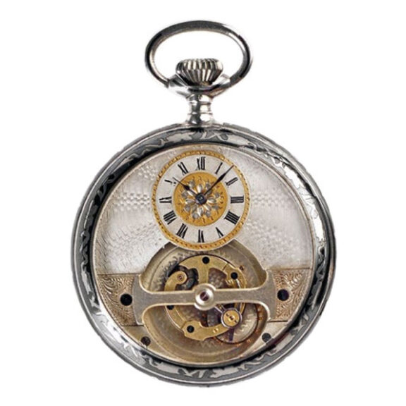 Swiss silver and niëllo poor man’s tourbillon watch Circa 1900