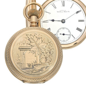 American gold Art Nouveau hunting cased lever watch Circa 1900