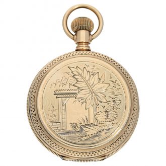 American gold Art Nouveau hunting cased lever watch Circa 1900