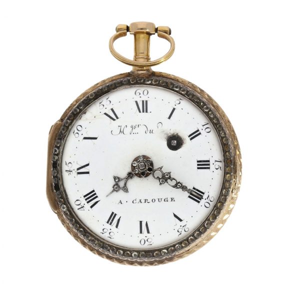 Swiss 18K gold, enamel and jewel-set verge watch Circa 1760 Swiss 18K gold, enamel and jewel-set verge watch Circa 1760