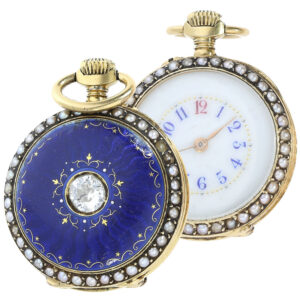 French ladies' watch set with diamonds and pearls Circa 1900