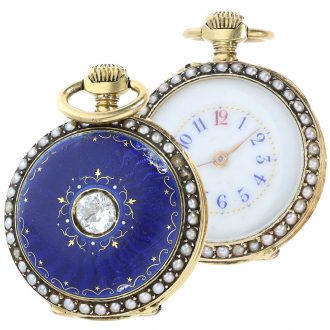 French ladies' watch set with diamonds and pearls Circa 1900 French ladies' watch set with diamonds and pearls Circa 1900