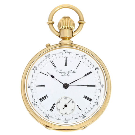 Swiss gold open faced chronograph pocket watch Circa 1880 Swiss gold open faced chronograph pocket watch Circa 1880