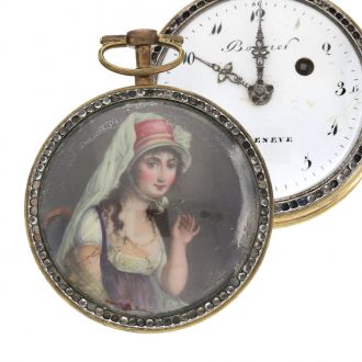 Swiss pocket watch with concealed erotic painting Circa 1800