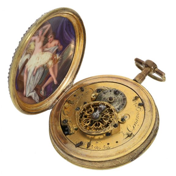 Swiss pocket watch with concealed erotic painting Circa 1800 Swiss pocket watch with concealed erotic painting Circa 1800