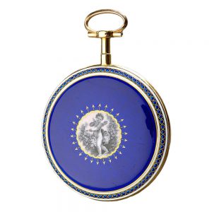 Charming thin French gold and enamel verge watch Circa 1780