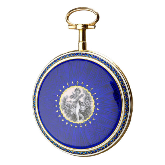 Charming thin French gold and enamel verge watch Circa 1780