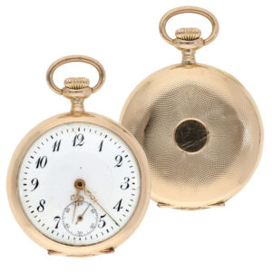 Swiss red gold ladies' pocket watch with open face Circa 1910