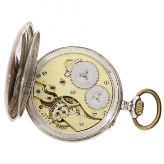 Swiss silver open faced IWC lever pocket watch Circa 1912