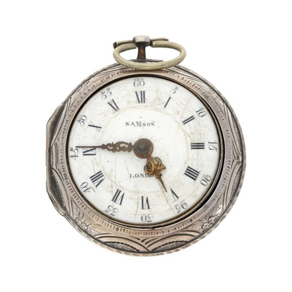 English verge pocket watch in repousse pair cases Circa 1785 English verge pocket watch in repousse pair cases Circa 1785