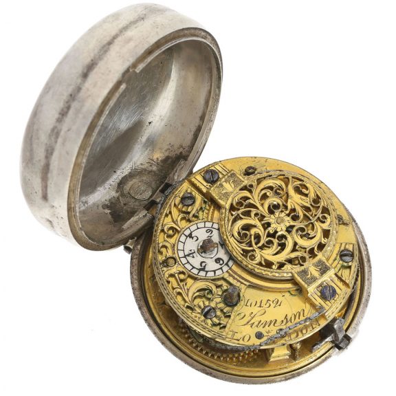 English verge pocket watch in repousse pair cases Circa 1785 English verge pocket watch in repousse pair cases Circa 1785