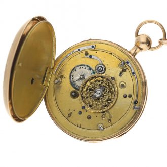 Swiss 18K gold quarter repeating verge pocket watch Circa 1820
