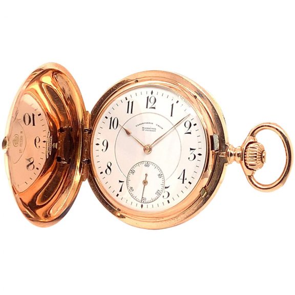 German rose gold hunting cased lever pocket watch Circa 1908 German rose gold hunting cased lever pocket watch Circa 1908