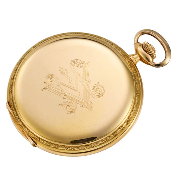 A Swiss lever in a gold monogram hunter case Circa 1940 A Swiss lever in a gold monogram hunter case Circa 1940