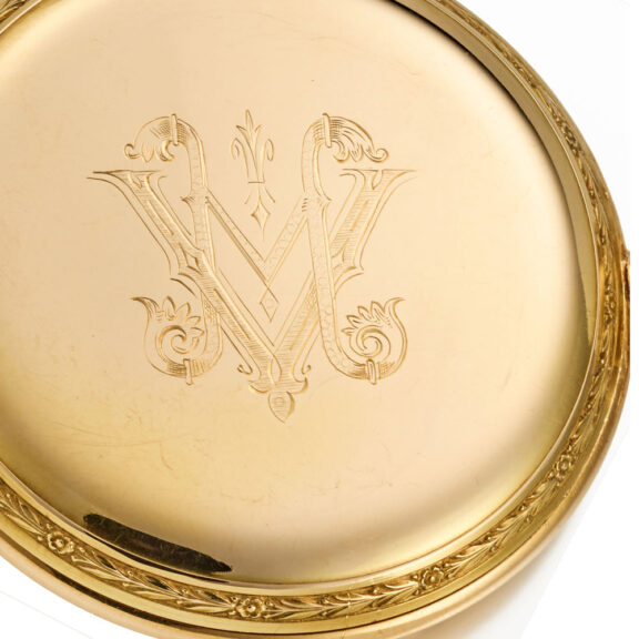 A Swiss lever in a gold monogram hunter case Circa 1940 A Swiss lever in a gold monogram hunter case Circa 1940