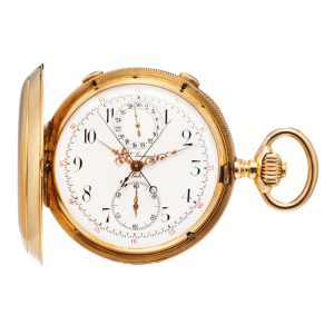Swiss gold split seconds chronograph with register Circa 1900  