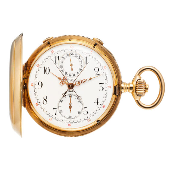 Swiss gold split seconds chronograph with register Circa 1900  