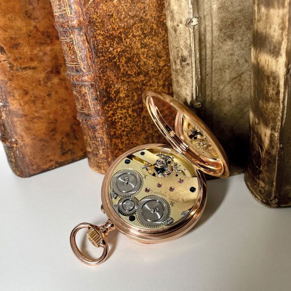 German rose gold watch with jumping hours and minutes Circa 1900 German rose gold watch with jumping hours and minutes Circa 1900
