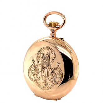 German rose gold watch with jumping hours and minutes Circa 1900