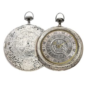 French silver pair cased verge pocket watch Circa 1715