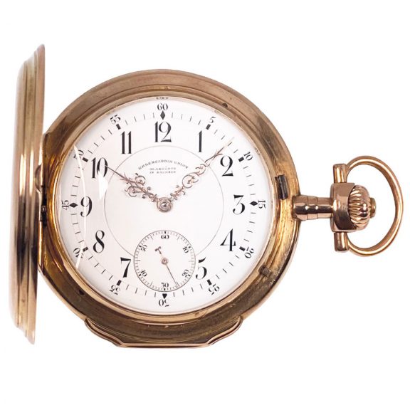 German gold Glashütte hunting cased pocket watch Circa 1910