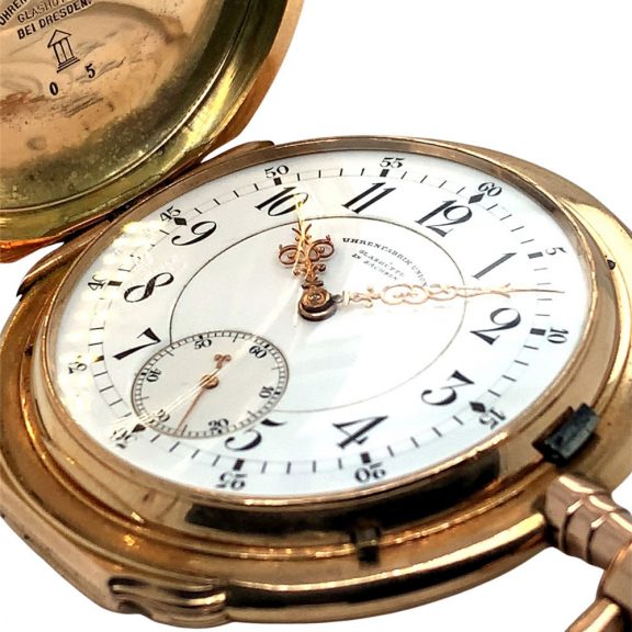German gold Glashütte hunting cased pocket watch Circa 1910 German gold Glashütte hunting cased pocket watch Circa 1910