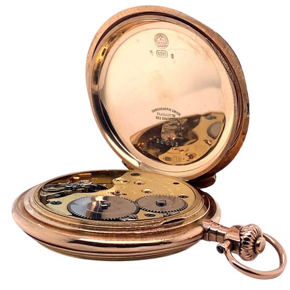 German gold Glashütte hunting cased pocket watch Circa 1910 German gold Glashütte hunting cased pocket watch Circa 1910