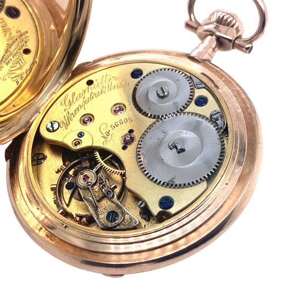 German gold Glashütte hunting cased pocket watch Circa 1910 German gold Glashütte hunting cased pocket watch Circa 1910