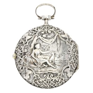 English silver verge in repousse pair cases Circa 1740