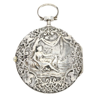 English silver verge in repousse pair cases Circa 1740