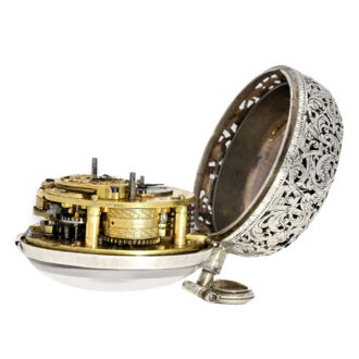 English silver verge in repousse pair cases Circa 1740