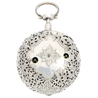 English silver verge in repousse pair cases Circa 1740