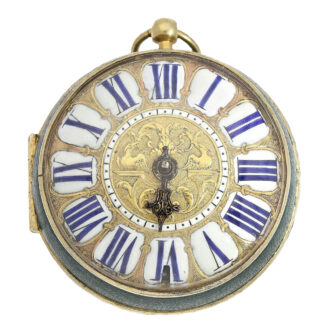 French Gilt and leather verge with mock pendulum Circa 1700