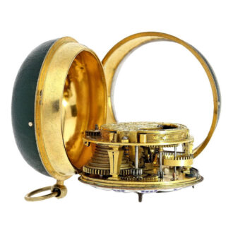 French Gilt and leather verge with mock pendulum Circa 1700