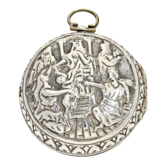Very heavy Dutch silver repousse verge with date Circa 1720