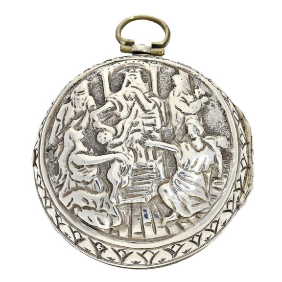 Very heavy Dutch silver repousse verge with date Circa 1720