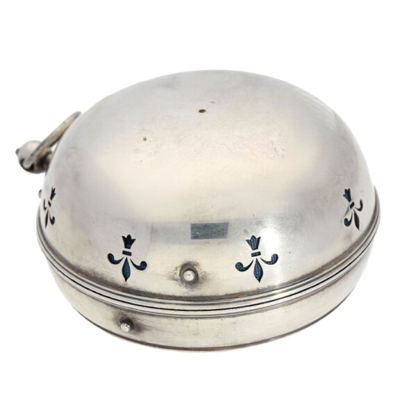 Heavy French silver verge with mock pendulum Circa 1700 Heavy French silver verge with mock pendulum Circa 1700