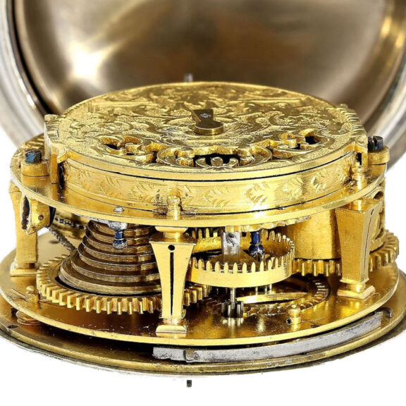 Heavy French silver verge with mock pendulum Circa 1700 Heavy French silver verge with mock pendulum Circa 1700