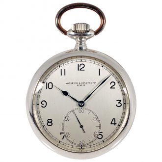 Swiss fine silver open faced deck pocket watch Circa 1947