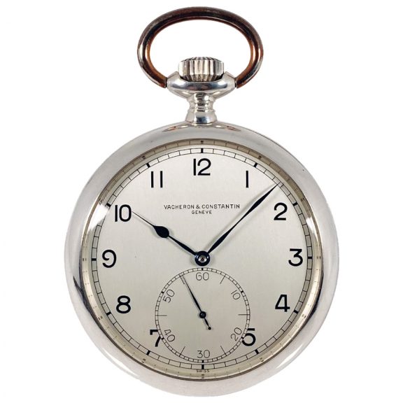 Swiss fine silver open faced deck pocket watch Circa 1947