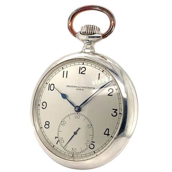 Swiss fine silver open faced deck pocket watch Circa 1947 Swiss fine silver open faced deck pocket watch Circa 1947
